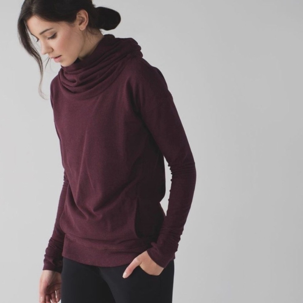 Lululemon Stress Less Cowl Neck Sweatshirt Thumb Holes Workout